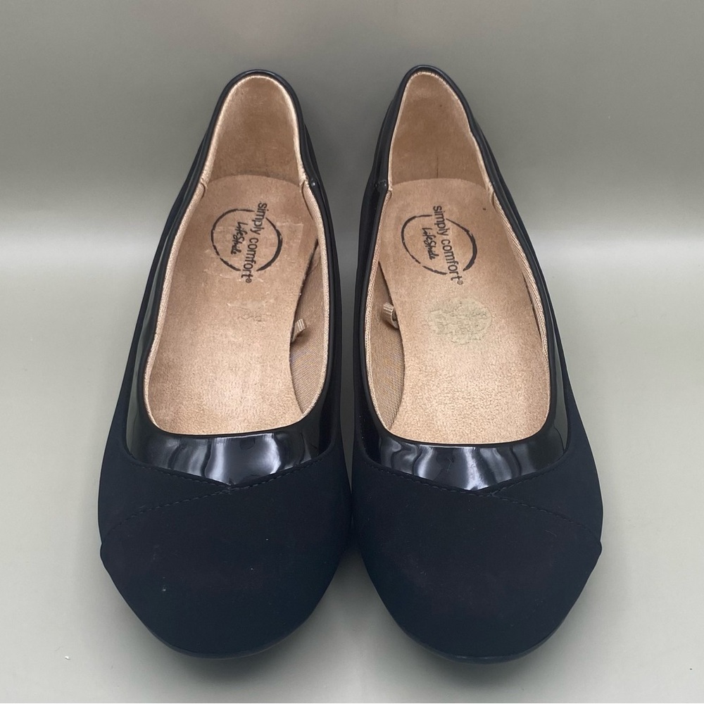 LifeStride Diamond Black Low Wedge Slip On Flats Women Size 7.5W